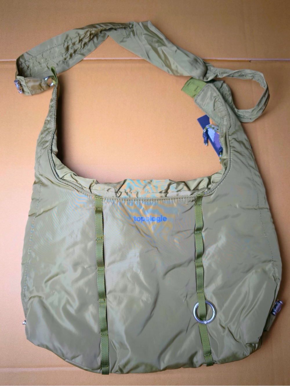 Topologie Olive Green Nylon Hobo Cloud Bag in Small